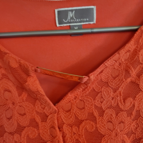 FLAMINGO PINK LACE TOP MED..not Orange - Picture 2 of 7